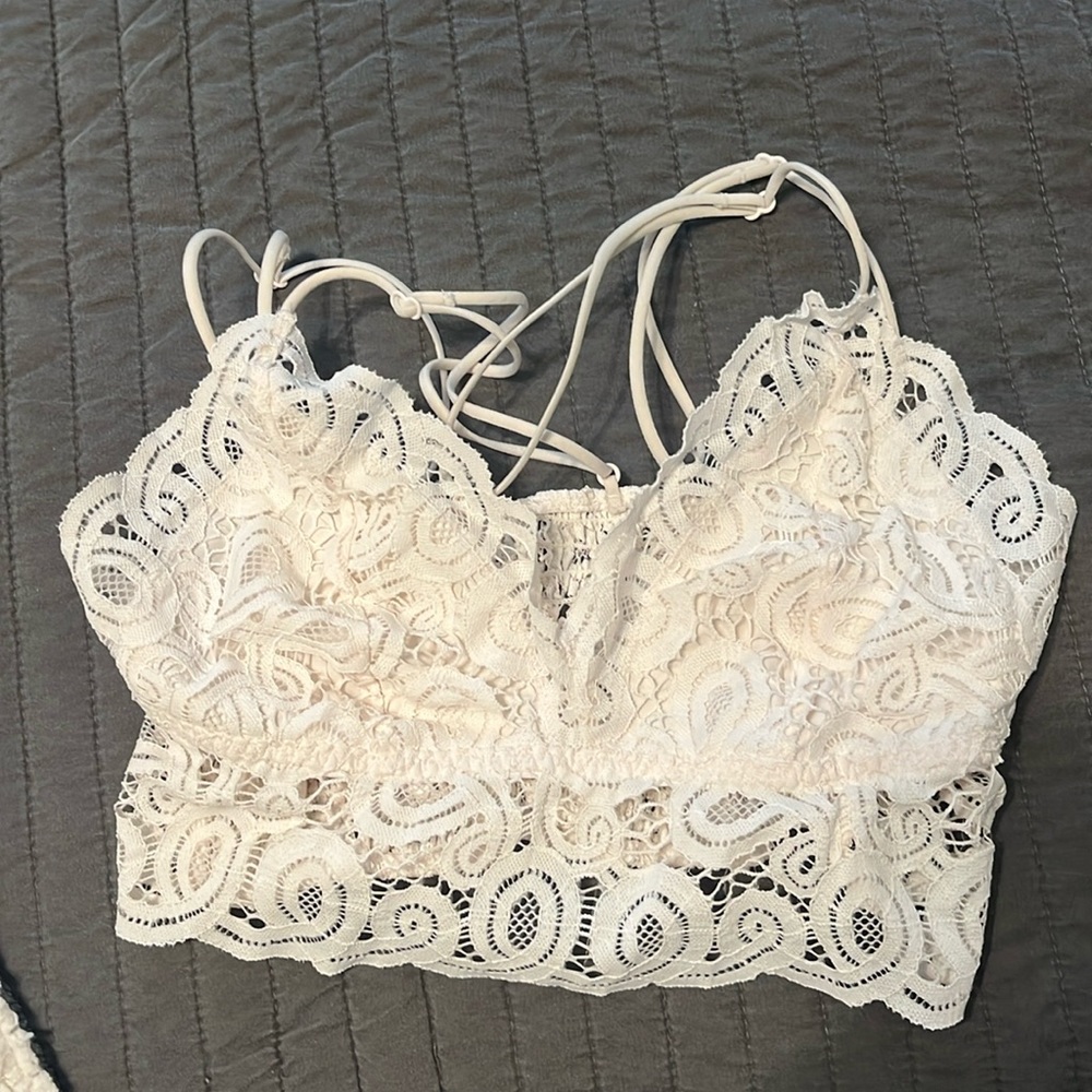 PINK white Lacey Bralette - Size Medium